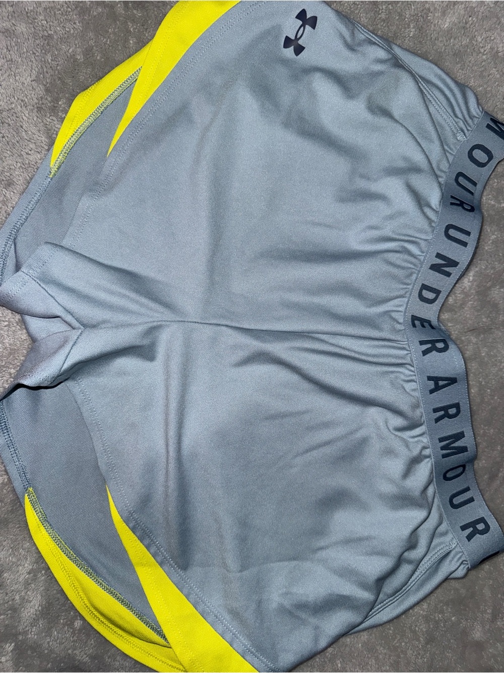 Under Armour Gray & Neon Yellow Women’s Athletic Shorts